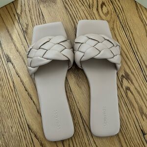 Open Edit beige braided sandals